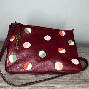 Fossil Like New Leather 3 Compartment Shoulder crossbody Bag Purse